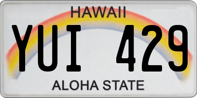 HI license plate YUI429