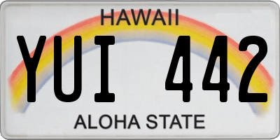 HI license plate YUI442