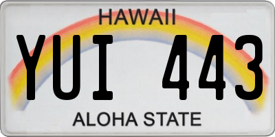 HI license plate YUI443
