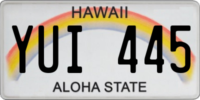 HI license plate YUI445