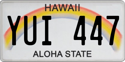 HI license plate YUI447