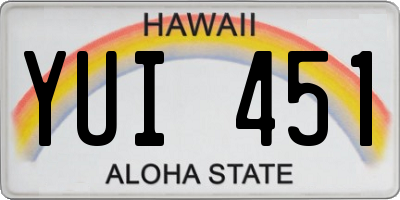 HI license plate YUI451