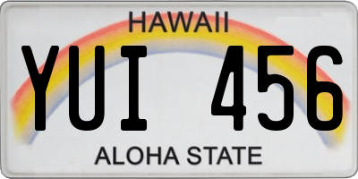 HI license plate YUI456