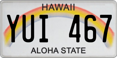 HI license plate YUI467