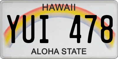 HI license plate YUI478