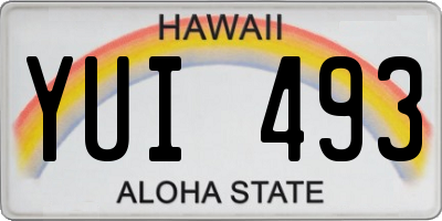 HI license plate YUI493