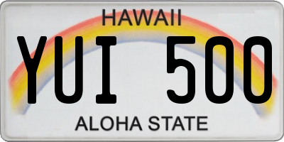HI license plate YUI500
