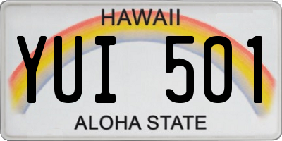 HI license plate YUI501