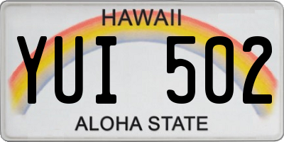 HI license plate YUI502