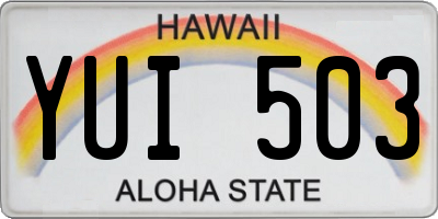 HI license plate YUI503