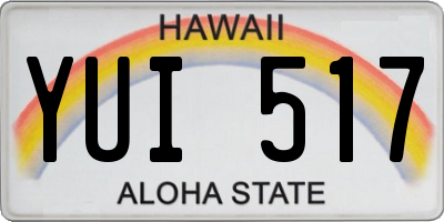 HI license plate YUI517