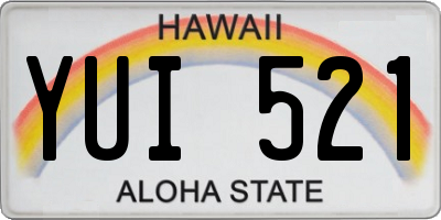 HI license plate YUI521