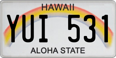 HI license plate YUI531