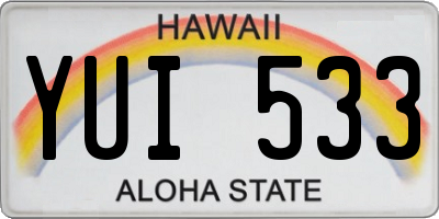 HI license plate YUI533