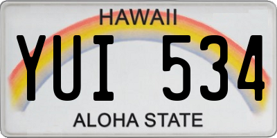 HI license plate YUI534