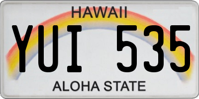 HI license plate YUI535