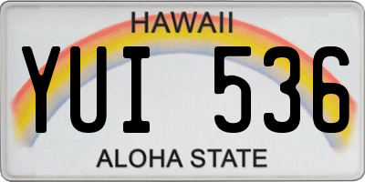 HI license plate YUI536