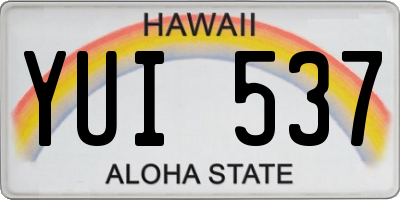 HI license plate YUI537