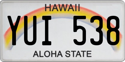 HI license plate YUI538