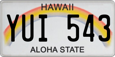HI license plate YUI543