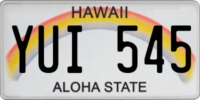 HI license plate YUI545