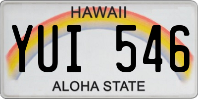 HI license plate YUI546
