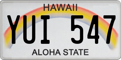 HI license plate YUI547