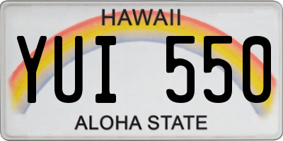 HI license plate YUI550