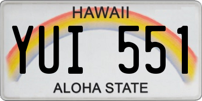 HI license plate YUI551