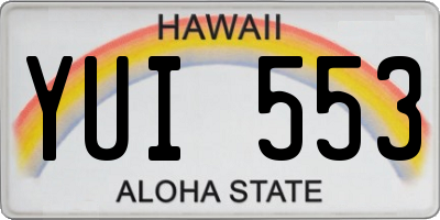 HI license plate YUI553