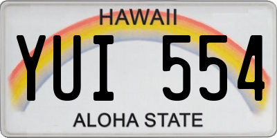 HI license plate YUI554