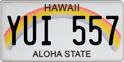 HI license plate YUI557