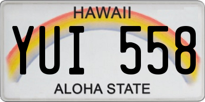 HI license plate YUI558