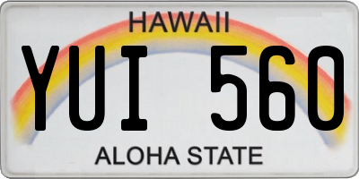 HI license plate YUI560