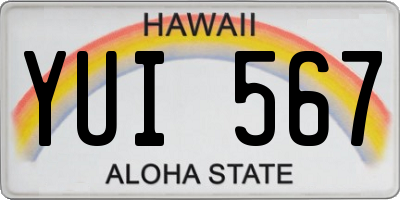 HI license plate YUI567