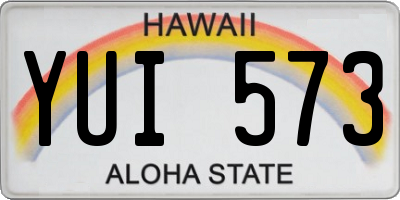 HI license plate YUI573