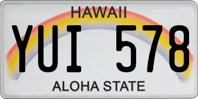 HI license plate YUI578