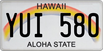 HI license plate YUI580