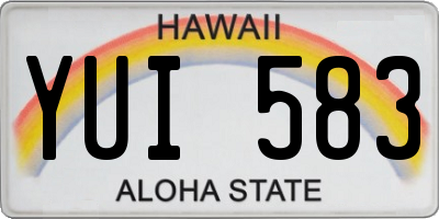 HI license plate YUI583