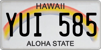 HI license plate YUI585