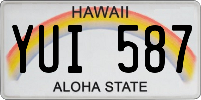 HI license plate YUI587