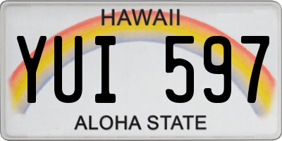 HI license plate YUI597