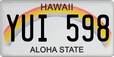 HI license plate YUI598