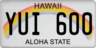 HI license plate YUI600