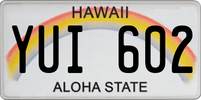 HI license plate YUI602