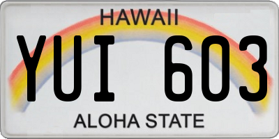 HI license plate YUI603