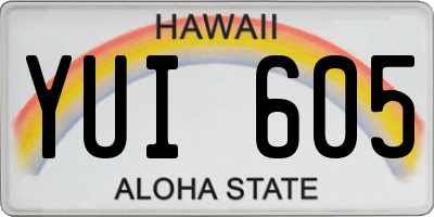 HI license plate YUI605