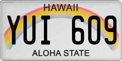HI license plate YUI609
