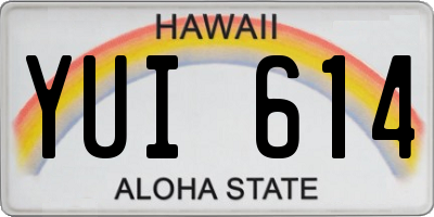 HI license plate YUI614