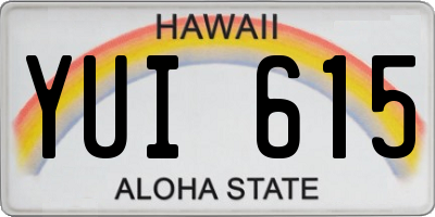 HI license plate YUI615